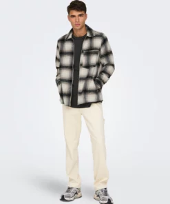 Onsaustin Wool Zip Overshirt White