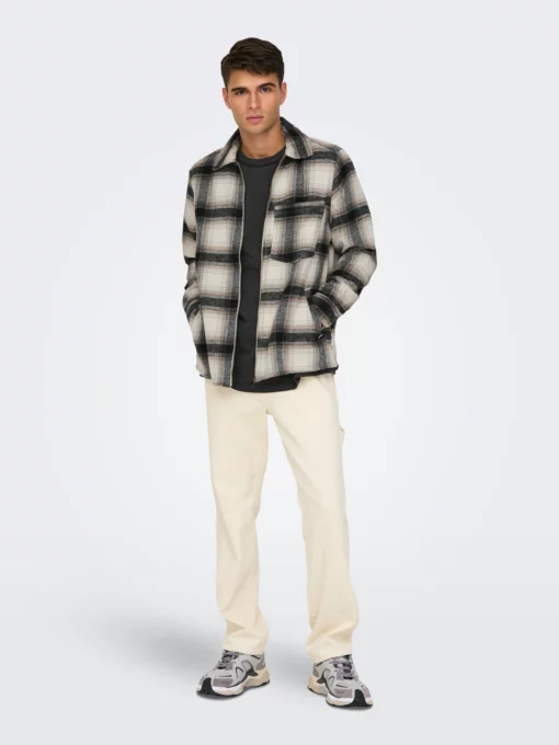 Onsaustin Wool Zip Overshirt White