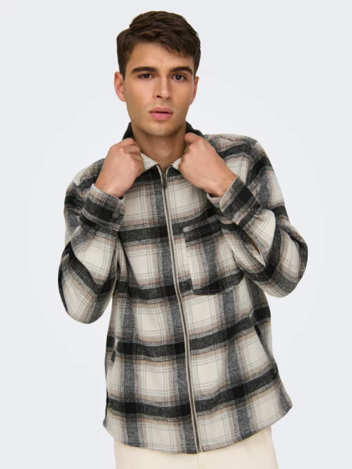 Onsaustin Wool Zip Overshirt White