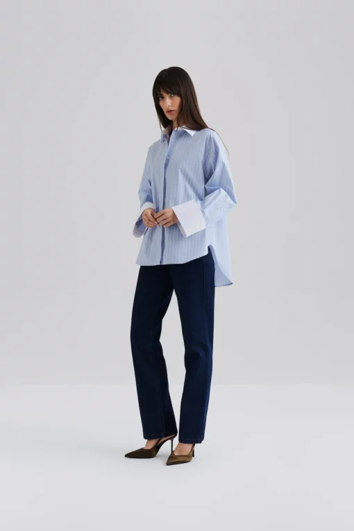 Malina Classic Shirt Light Blue Stripe
