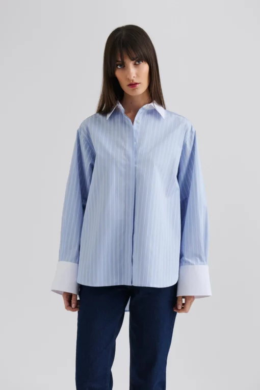 Malina Classic Shirt Light Blue Stripe