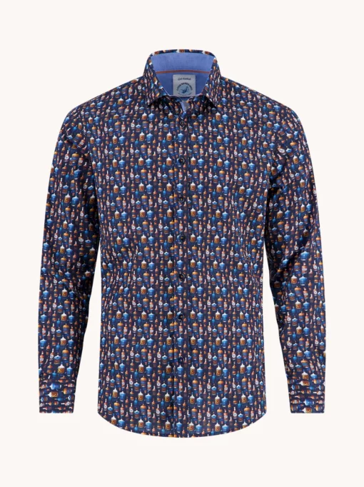 A Fish Named Fred Shirt Bottle Row Navy