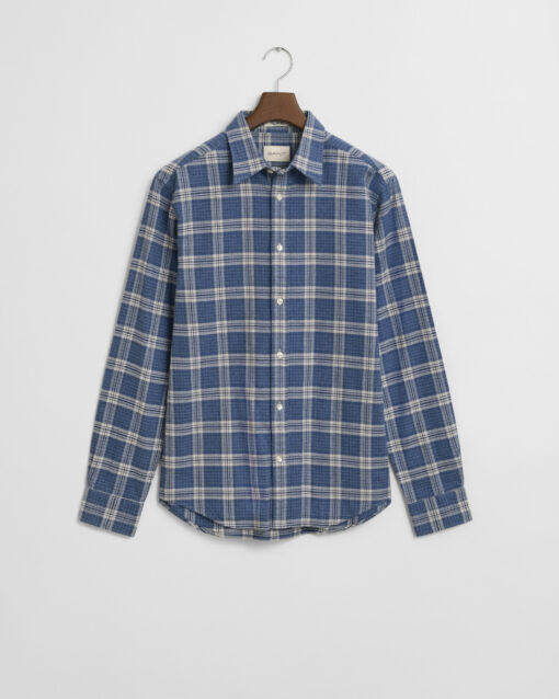 Gant Reg Flannel Check Shirt Denim Blue Melange