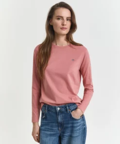 Gant Woman Shield Ls Shirt Faded Brick