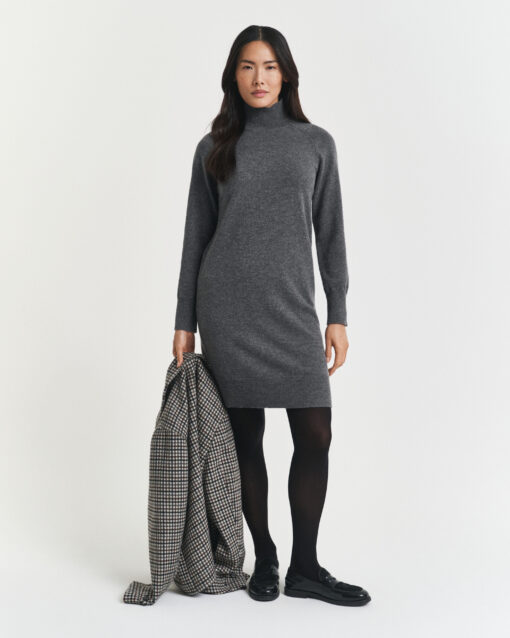 Gant Woman Lambswool Knit Dress Charcoal Melange