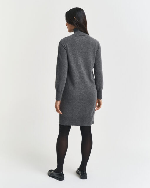 Gant Woman Lambswool Knit Dress Charcoal Melange