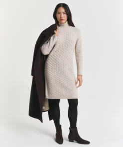 Gant Woman Cable Knit Dress Seed Melange
