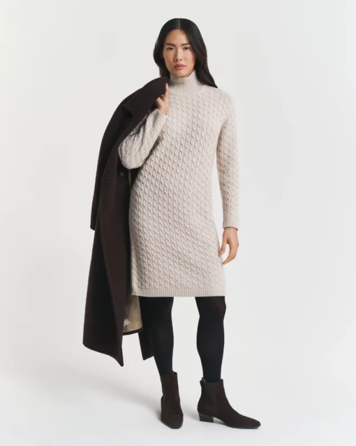 Gant Woman Cable Knit Dress Seed Melange