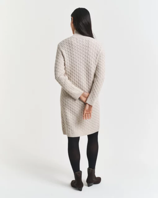 Gant Woman Cable Knit Dress Seed Melange