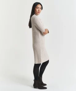 Gant Woman Cable Knit Dress Seed Melange