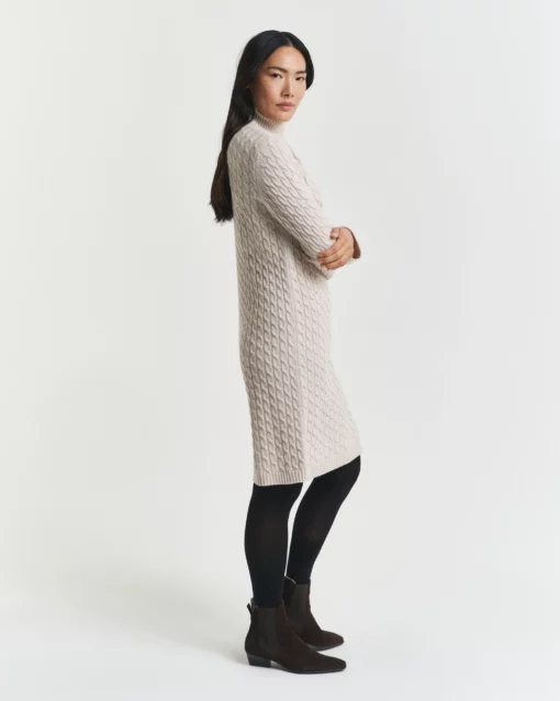 Gant Woman Cable Knit Dress Seed Melange