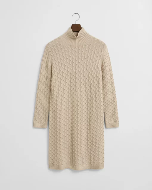 Gant Woman Cable Knit Dress Seed Melange