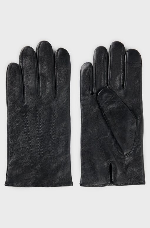 Boss Hainz Leather Gloves Black
