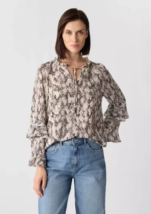 Comma, Frill Blouse Beige