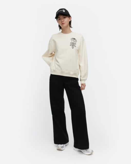 Marimekko Hiutale Vihkiruusu Placement Sweatshirt Off White