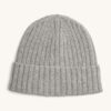 Oscar Jacobson Knitted Cashmere Beanie Light Grey