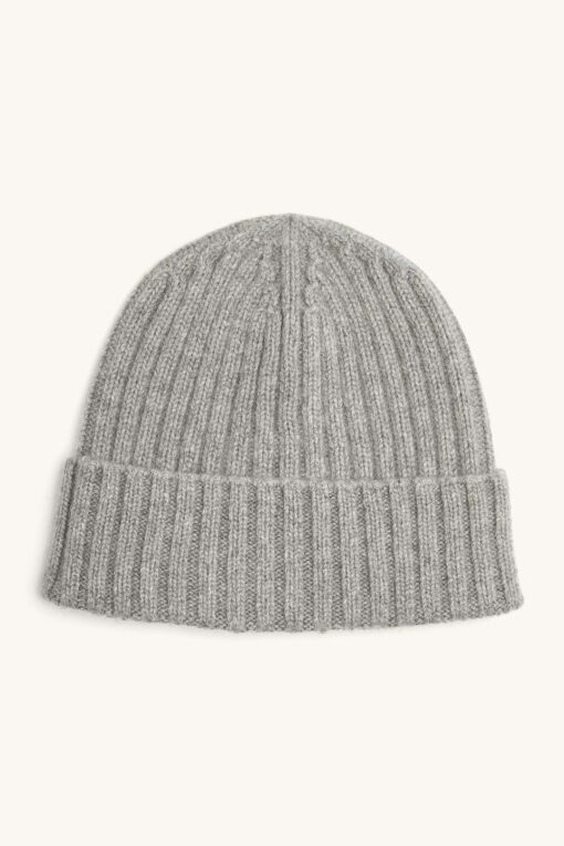 Oscar Jacobson Knitted Cashmere Beanie Light Grey
