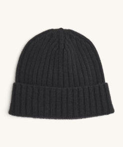 Oscar Jacobson Knitted Cashmere Beanie Black