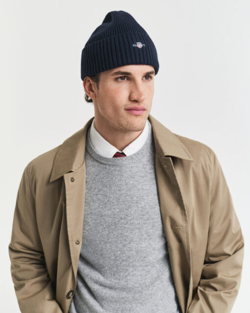 Gant Cotton Bleng Logo Beanie Marine