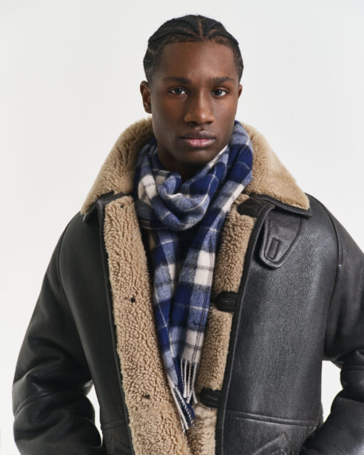 Gant Wool Check Scarf Persian Blue