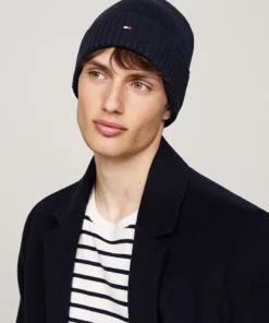 Tommy Hilfiger Hilfiger Flag Embroidery Beanie With Cashmere Space Blue