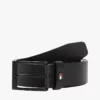 Tommy Hilfiger Square Matte Buckle Leather Belt Black
