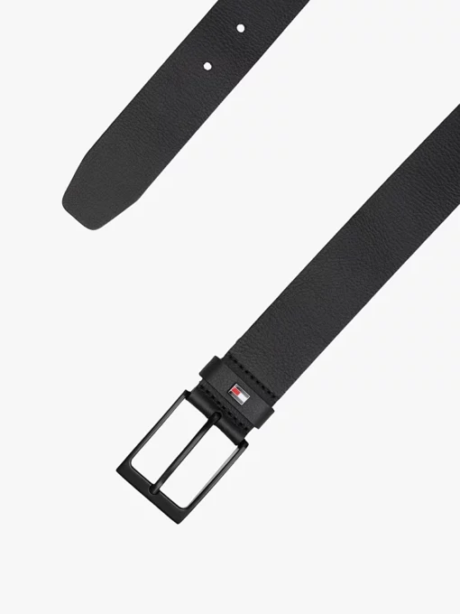 Tommy Hilfiger Square Matte Buckle Leather Belt Black