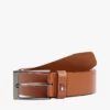 Tommy Hilfiger Square Matte Buckle Leather Belt Brown