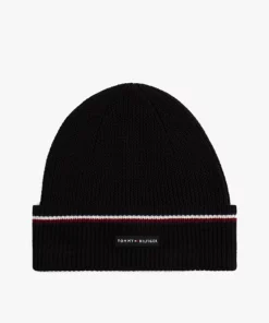 Tommy Hilfiger Signature Tape Wool Blend Beanie Black