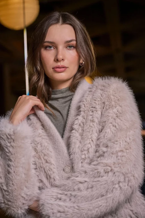 Rino & Pelle Chaimae Short Faux Fur Jacket Birch
