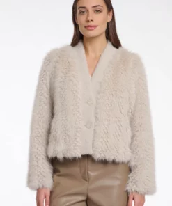 Rino & Pelle Chaimae Short Faux Fur Jacket Birch