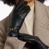 Rino & Pelle Faux Leather Gloves Black