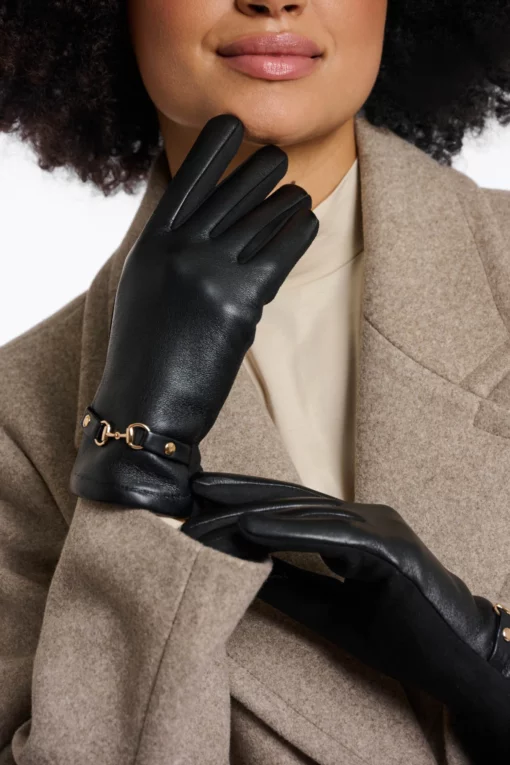 Rino & Pelle Faux Leather Gloves Black