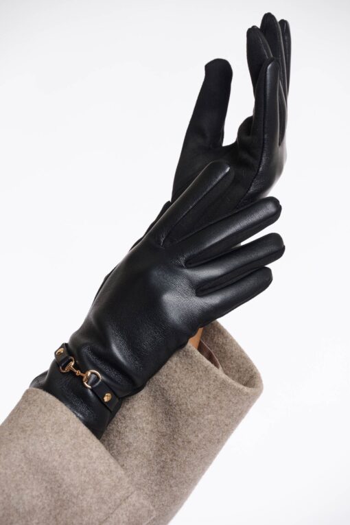 Rino & Pelle Faux Leather Gloves Black