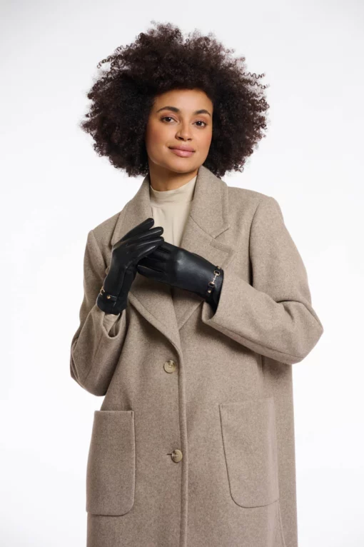 Rino & Pelle Faux Leather Gloves Black