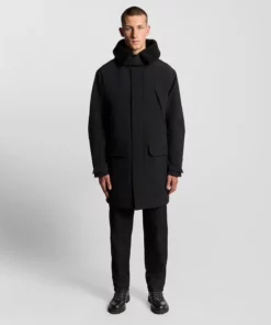 Lyle & Scott Heavyweight Faux Shearling Collar Parka Jet Black