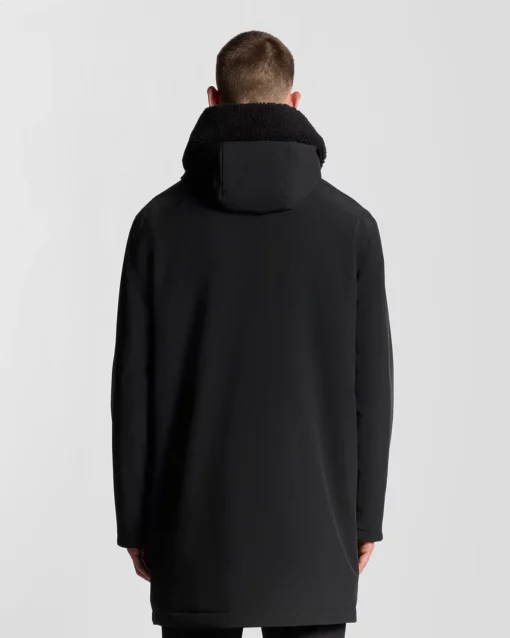 Lyle & Scott Heavyweight Faux Shearling Collar Parka Jet Black