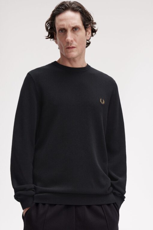 Fred Perry Pique Stitch Jumper Black