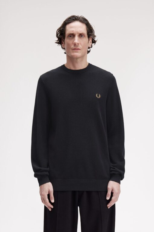 Fred Perry Pique Stitch Jumper Black