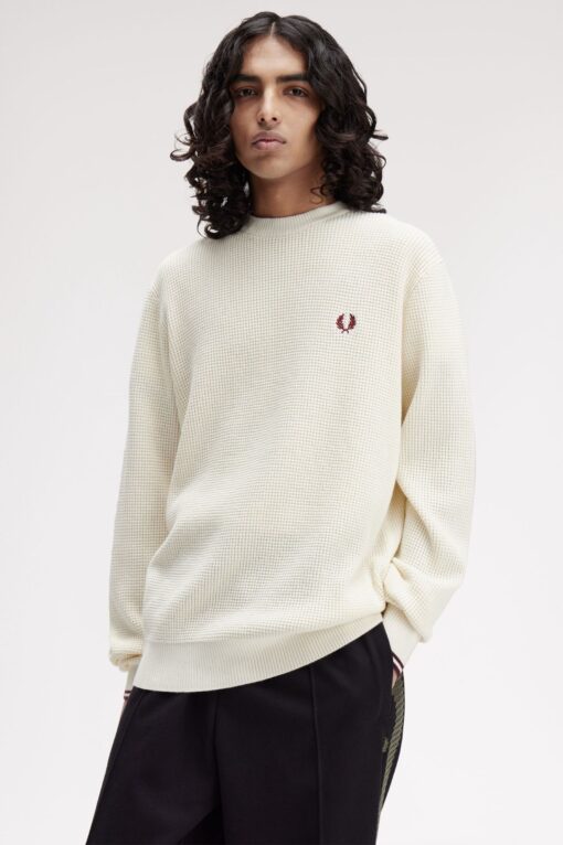Fred Perry Waffle Stitch Jumper Ecru