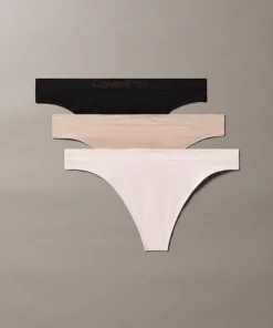 Calvin klein 3 Pack Thongs - Bonded Flex Seamless Black/Cedar/Eggshell
