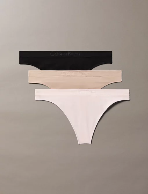 Calvin klein 3 Pack Thongs - Bonded Flex Seamless Black/Cedar/Eggshell