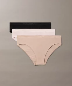 Calvin klein 3 Pack Bikini Briefs - Bonded Flex Seamless Black/Cedar/Eggshell