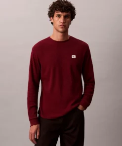 Calvin Klein Long Sleeve Waffle T-shirt Renaissance Red