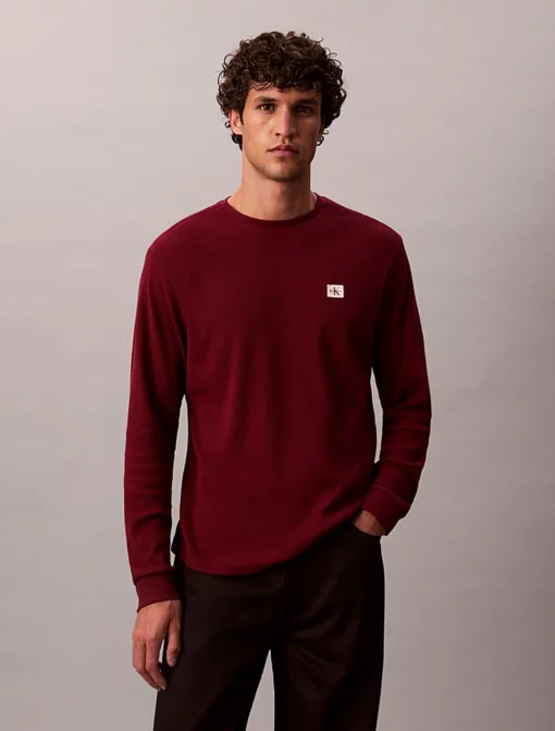 Calvin Klein Long Sleeve Waffle T-shirt Renaissance Red