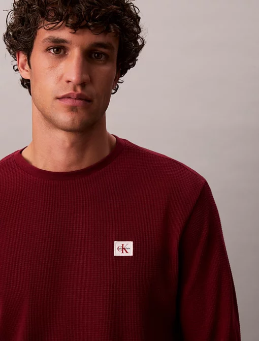 Calvin Klein Long Sleeve Waffle T-shirt Renaissance Red
