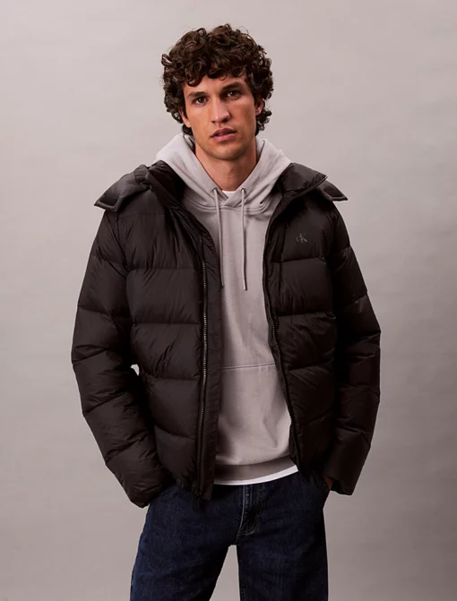 Calvin Klein Hooded Down Puffer Jacket Black