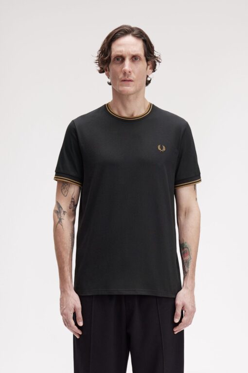 Fred Perry Twin Tipped T-Shirt Black / Shaded Stone