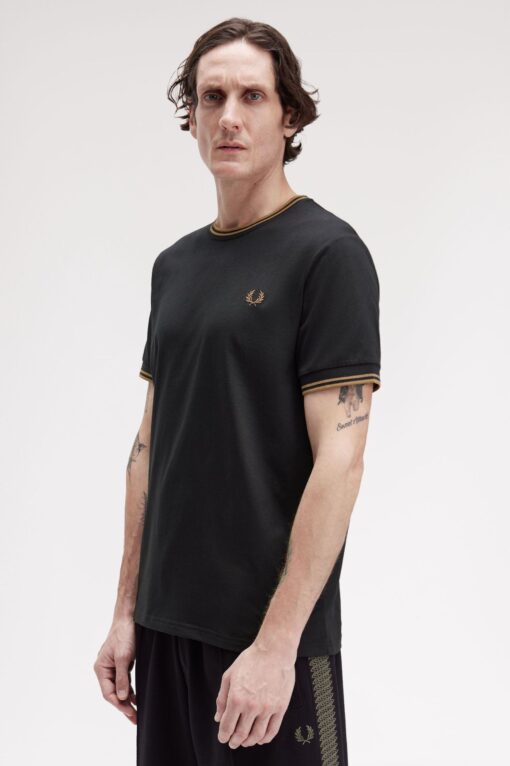 Fred Perry Twin Tipped T-Shirt Black / Shaded Stone