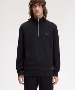 Fred Perry Half Zip Sweatshirt Black/Shaded Stone